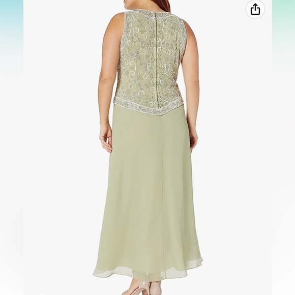 J Kara Women’s Beaded Bodice Sleeveless Chiffon Gown w/ Long Shawl/Scarf Size 10 - Picture 9 of 10